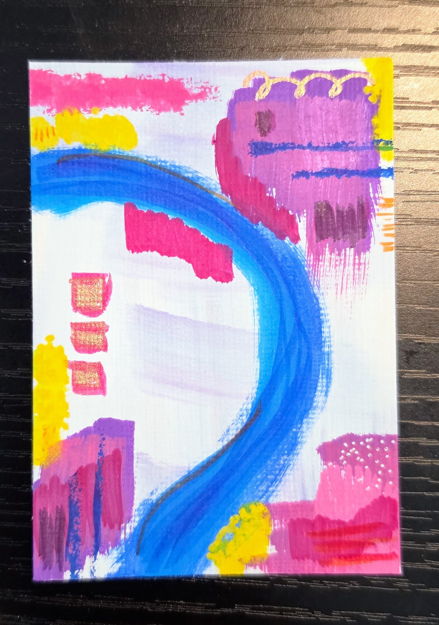 ACEO Original Abstract Painting Trading Card, Acrylic & Ink Amanda Lind (Copy)