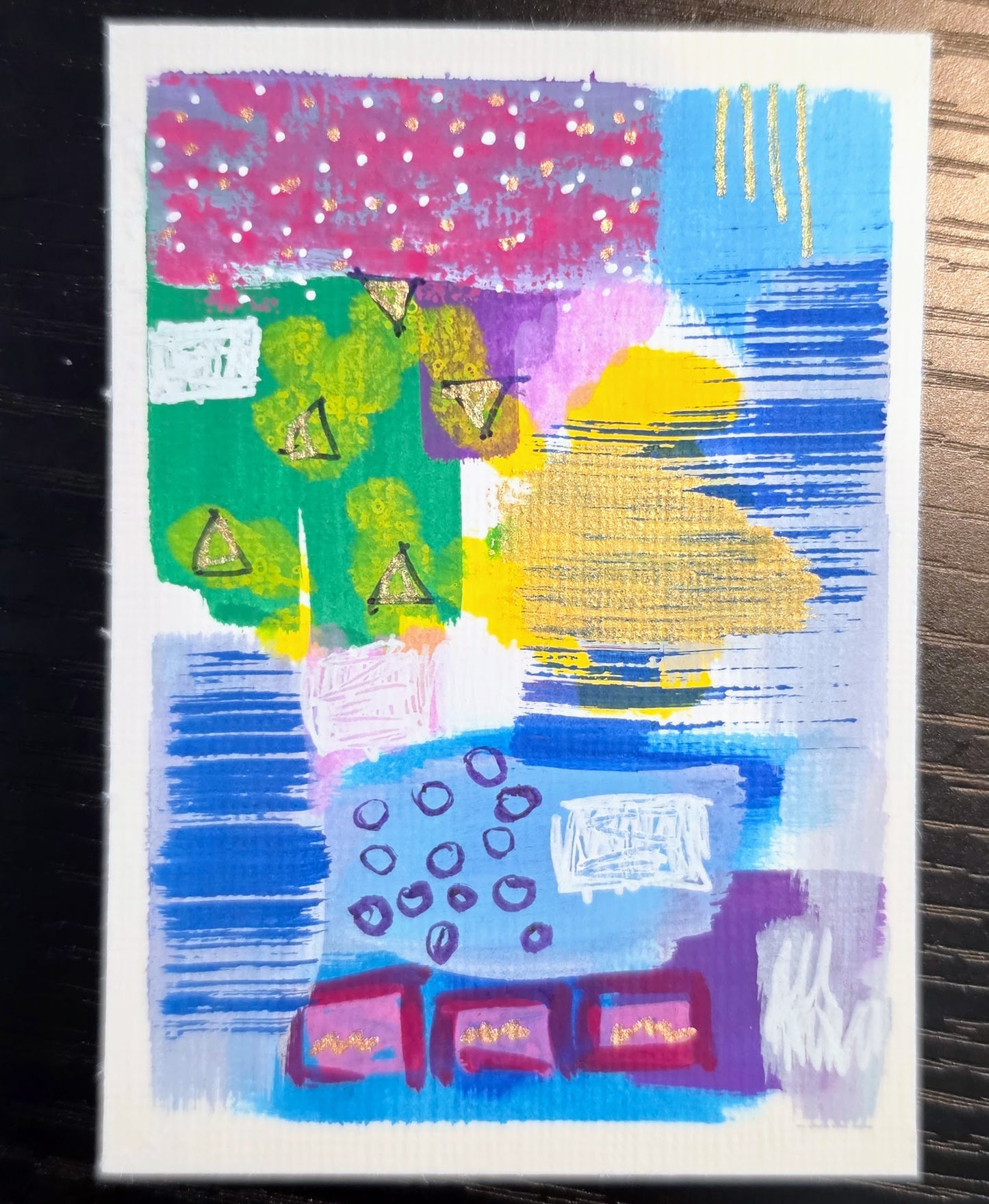 ACEO Original Abstract Painting Trading Card, Acrylic & Ink Amanda Lind