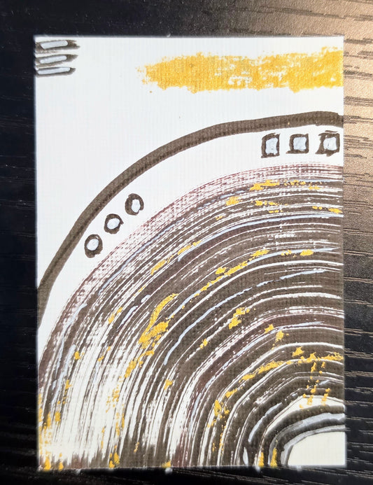 ACEO Original Abstract Painting Trading Card, Acrylic & Ink Amanda Lind