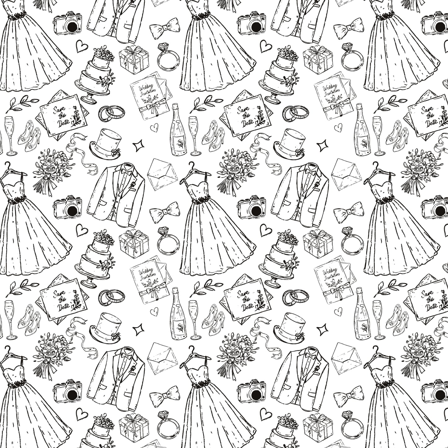Wedding Objects SVG 20 Items Vintage Hand Drawn Digital Download Clip Art